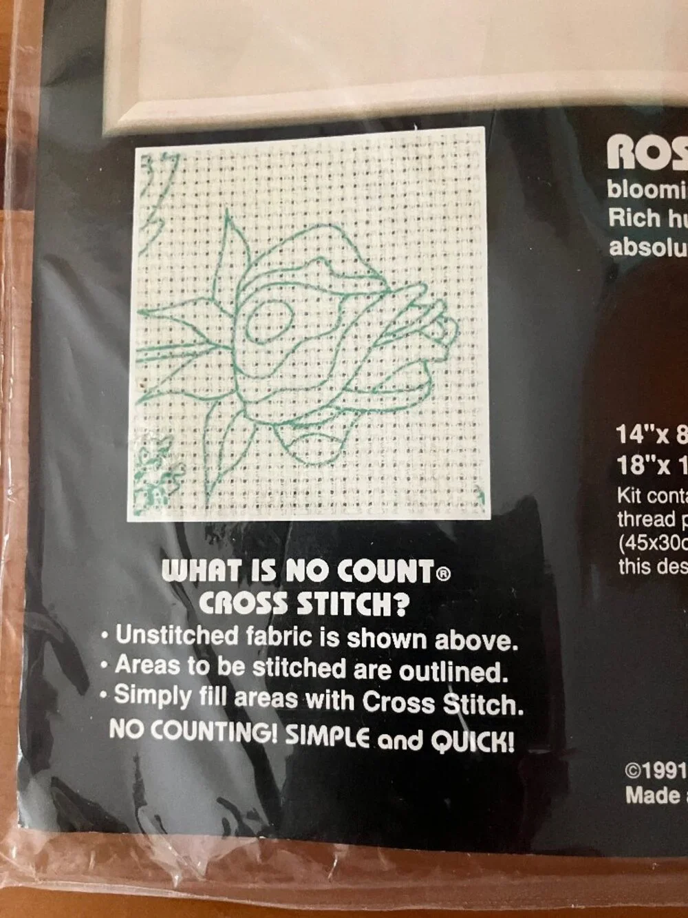 VTG DIMENSIONS 3957 no-count cross stitch kit Roses and Butterflies Size 14x8